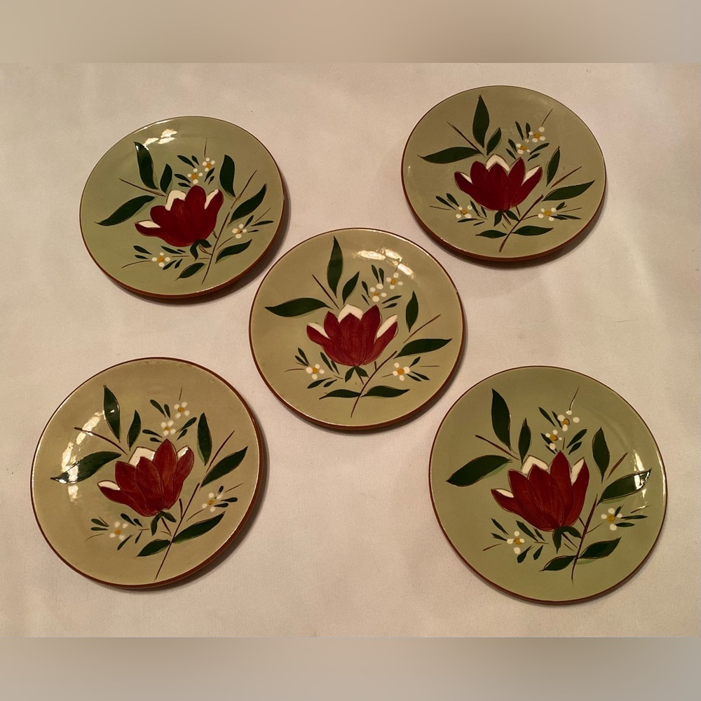 Stangl Pottery 'Magnolia' Bread & Butter Plates Set 5 Vintage 1950-70 MCM